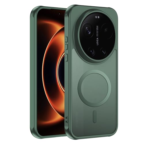 Fitudoos Hülle für Xiaomi 17 Ultra Robuste PC-Rückseite Case+Stoßfesten TPU-Kante Militärischen Grad Schutz Hülle Schutz Magnetisch & Anti-Gelb Stoßfeste Handyhülle - Grün