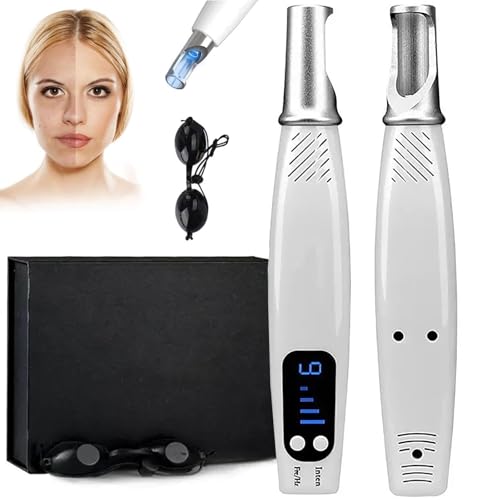 Vexorium Picosecond Laser Pen Blue/Red Light Therapy Spot Remover Machine Skin Care Beauty Device with 9 Gears, 4 Levels for Skin Tags Tattoo Freckles Pigmentation Scars with Glasses,Blue