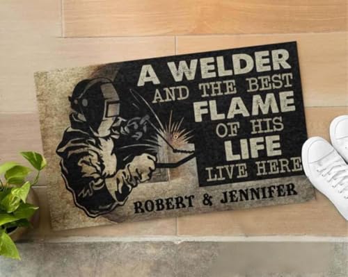���փ}�b�g �p�[�\�i���C�Y���ꂽ�n�ڍH�Ɣނ̐l���ōō��̉����Ȃ��̉Ƃɂ҂�����̃p�[�\�i���C�Y 50×80cm doormat Personalized Welder And Best Flame Of His Life Perfect Personali