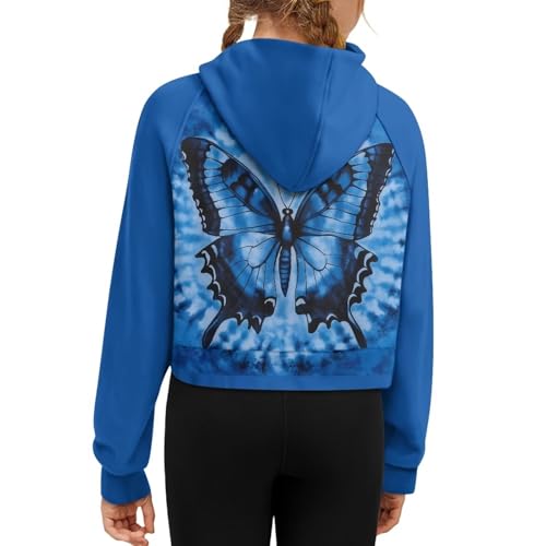 Girls Hoodies Sweatshirts Half Zipper Cute Clothes Pullover Crop Tops for Girls Hooded Pullover with Pockets 5-142