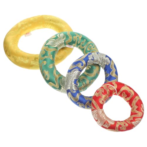 Mikinona 4Pcs Sound Bowl Cushion Handmade Meditation Pads with Elegant Embroidery Decorative Bowl Holders for and Sound Healing Random Colors