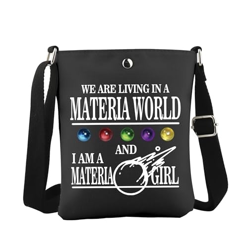 WCGXKO JRPG Game Gift FF7 Gift I Am A Materia Lady Fantasy Gaming Inspired Crossbody Bag