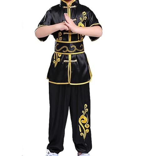Wushu Clothing Sets Sanda Martial Arts Tai Chi Shirt Pants Fighting Training Suit Taiji Kung Fu Uniform Taekwondo ,Suitable For Adult Child 23.4.25 ( Color : Black Short , Size : 140 Height 136-145Cm #TOP15