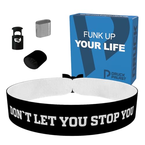 Dont let you stop you schwarz - Stoffarmband aus Satin - Motivationsarmband - Handgemachtes Armband - Positive Gedanken - Geschenkidee für Motivation - Unisex Armband - Affirmationsarmband