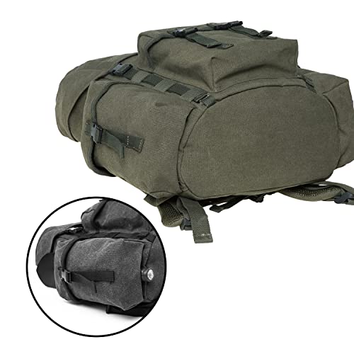 Foto von KAUKKO Canvas Retro Rucksack Damen Herren, Vintage Jagdrucksack Wanderrucksack mit 14 Zoll Laptopfach für Arbeit, Ausflüge, Uni, 18L, Armeegrün-K1017