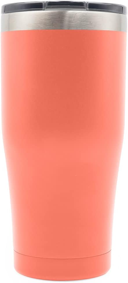 Yukon Outfitters Freedom High Grade 18/8 Corrosion-Resistant Stainless Steel Double Wall Vacuum Tumbler (20 oz/ 590ml) - 7.3" H x 3.4" Top dia. / 2.7" Bottom dia., Coral with Mama Bear Engraving