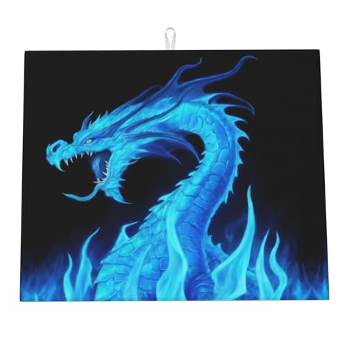 Tappetino Macchina Caffe Blue Flame Dragon Tappetini Bancone Cucina Assorbente Tappetino Scolastoviglie Per Piani Lavastoviglie Tavoli 46X61Cm