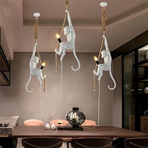 Arimis Monkey Chandelier Resin Branch Row Chandelier E27 Industrial Ceiling Light Ceiling Vintage Edison Industrial Wind Decorative Hemp Rope Monkey Chandelier Bedroom Living Room Bar Cafe,Gold #TOP3