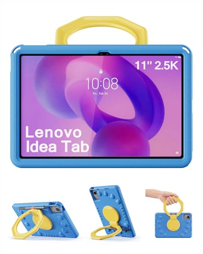 ProCase レノボ Lenovo Tab用 キッズケース 11インチ 2025年モデル 耐衝撃カバー スタンド機能 軽量 子供用 ハンドル -ブルー