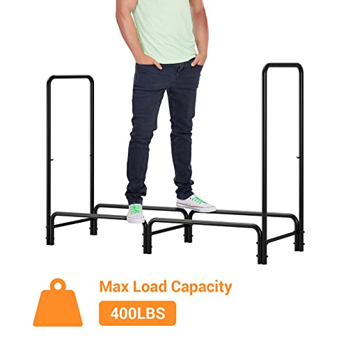 Tlgreen Firewood Rack Stand 4Ft Steel Firewood Log Holder For Fireplace, Indoor Outdoor Metal Log Holder Stand, Black #TOP3