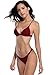 Produktbild SHEKINI Damen Bikini Set Triangel BH Zweiteiliger Mankini Rückenfrei Bademode High Cut Schwarz Bikinihosen Brazilian