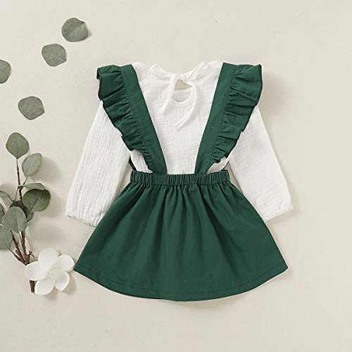 1-6 jaar baby meisjes mode kleding set meisjes katoenen jarretel jurk set, Groen, 2-3 jaar - Image 3