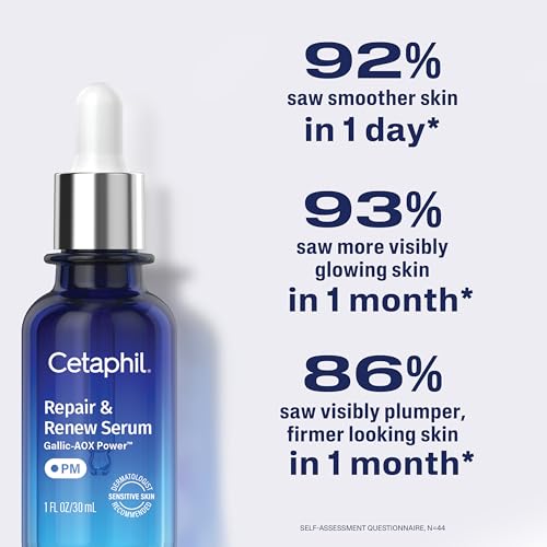 Cetaphil Repair & Renew Night Face Serum, Sensitive Skin, Vitamin E, 1oz - image 3