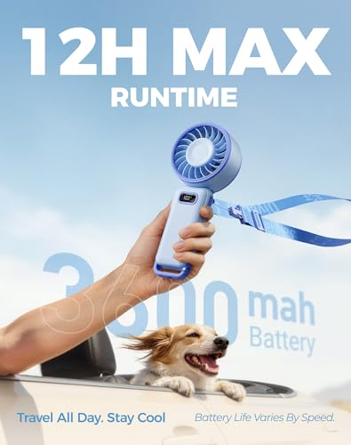 Image of Diveblues Portable Turbo Fan, 100 Speed Handheld Fan with Strong Airflow, Foldable 4 in 1 Personal Fan for Neck, Desk & Travel, USB-C Rechargeable, Lightweight for Summer, Concerts & Outdoor Use