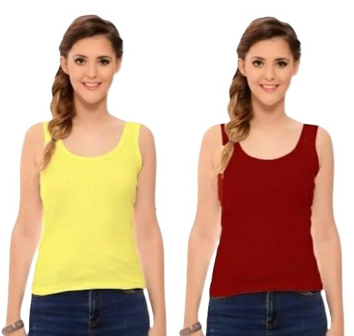 Women Cotton Camisole Tank Top Sleeveless Spaghetti Strap Inner Soft Layering Top Comfortable Pack of 2-image-33