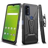 Designed for Cricket Dream 5G / AT&T Radiant Max 5G Case with Holster Belt Clip Heavy Duty Shockproof Protective Phone Cover with Kickstand (Black)