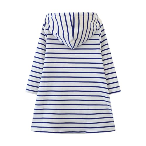 Image of Girls Cotton Long Sleeve Casual Cartoon Appliques Striped Jersey Dresses