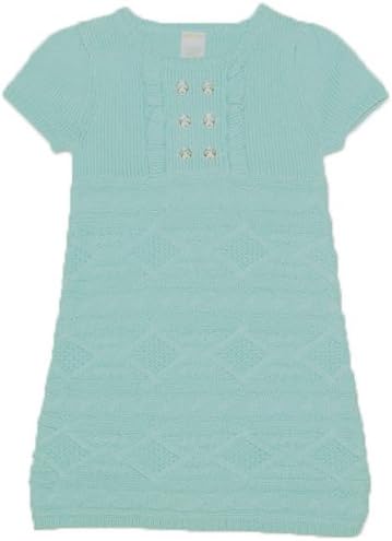 Amazon Co Jp ジンボリー Gymboree 3歳用 女の子スモークブルーアラン編みフリル きらきらボタン付き半袖ニットワンピースドレス 3years 100cm 105cm 水色 ギフトプレゼント 秋冬コーデ 並行輸入 服 ファッション小物