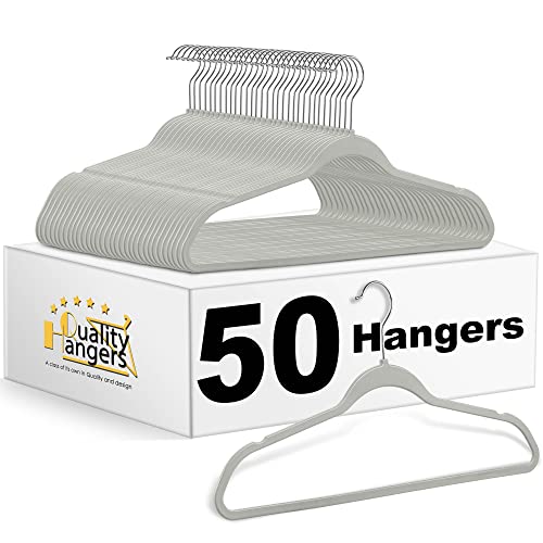 Quality Hangers 50 Pack Plastic Hangers for Clothes - Slim Non-Velvet Hangers with 360&deg; Swivel...