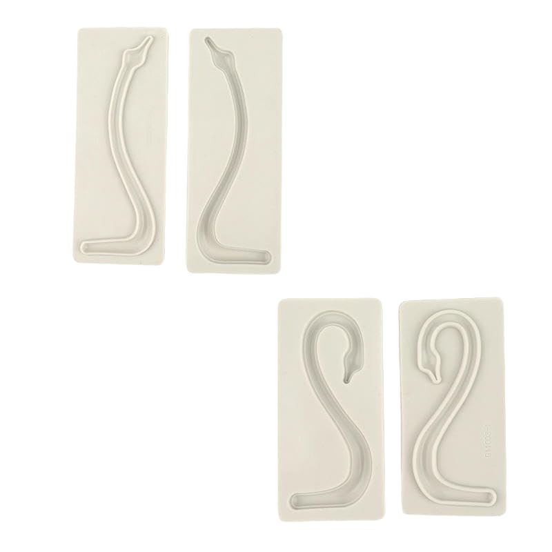 Fondant Mold 4Pcs Swan Neck Shape Silicone Fondant Cake Chocolate Baking Cookie Pudding Mold Grey
