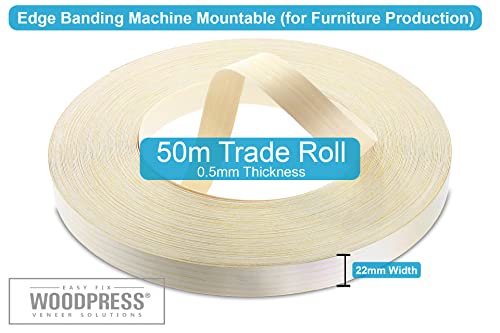 Furnier-Einfassungsband zum Aufbügeln in Kiefernholz-Optik, 22 mm breit, 50 m lang