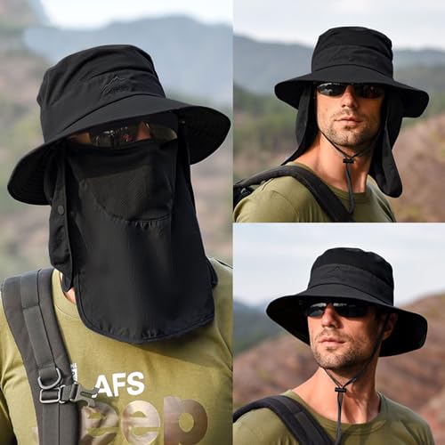 Image of Sun Hats for Men Women Fishing Hat UPF 50+ Breathable Wide Brim Summer UV Protection Hat