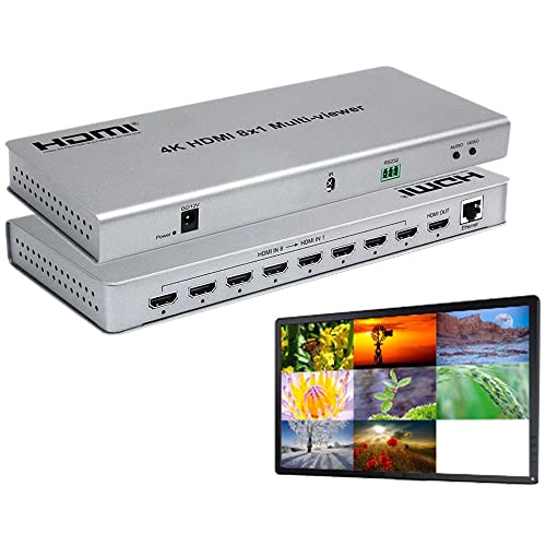 Image of Microware 4K Video 8x1 HDMI Quad Multi-Viewer with Seamless Switcher Selector 3D 1080p, 8x1 PIP Mode Multi-Viewer