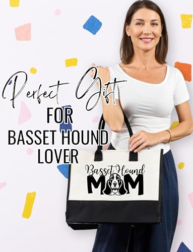 Bolso Tote de Lona Basset Hound para Mujer con Cierre y Correa miniatura 4