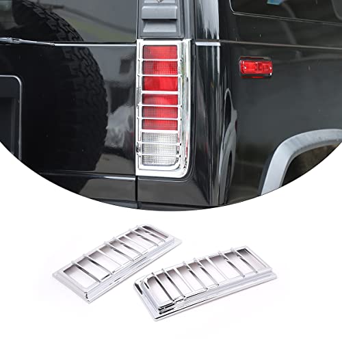 Tail Light Cover Guard Fit for 2003-2009 Hummer H2, ABS Tail Brake Light Lamp Covers, Tail Light Lamp Cover Guard Trim Frame Bezels Decoration, 2PCS (Bright Silver)