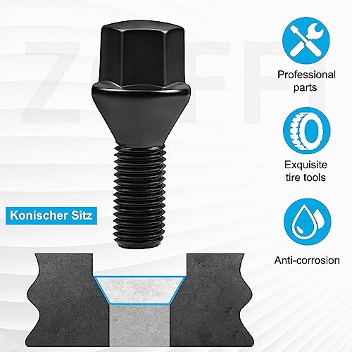 ZOFFI Viti per ruota nere M14 x 1,25 di ricambio