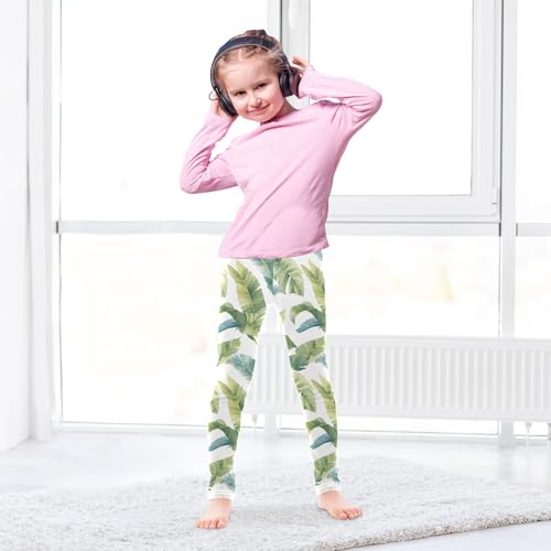 KLL Tropical Banana Leaf Toddler Girl Basic Leggings Stretch Full Length Lounge Pants Running4
