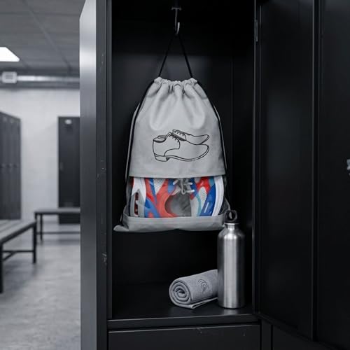 Image of Hian Grey Non-Woven Shoe Bags - Travel Shoe Organizer with Transparent Window & Drawstring Closure, Dustproof, Breathable & Reusable Storage for Men & Women, Home & Luggage, Pack of 6