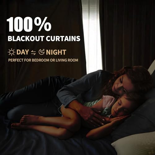 INOVADAY Blackout Curtains, 2-Panel Linen Textured 100% Thermal Insulated Room Darkening Sun Blocking Drapes for Bedroom, Nursery, Living Room + 20 Curtain Ring Clips - Natural Flax W50”xL96” - Image 4