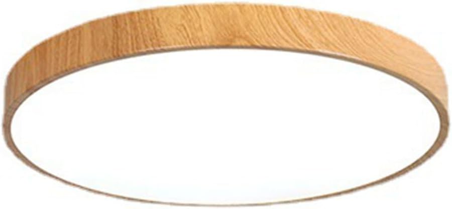 Nordic Wood Grain Ceiling Light Ultra-Thin Saving Ceiling Lamp Stepless Dimming Modern Ceiling Lighting Fixture Minimalist Style Ceiling Lamps for Bedroom Kitchen Living Room(40Cm)/ Color/40