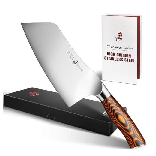 TUO Vegetable Cleaver- Chinese Chef’s Knife - Stainless Steel Kitchen Cutlery - Pakkawood Handle - Gift Box Included - 7 inch - Fiery Phoenix Series