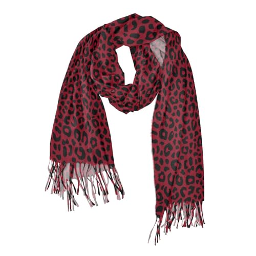 Yoogain Châles et écharpes tendance imitation cachemire à motif léopard bordeaux pour femme