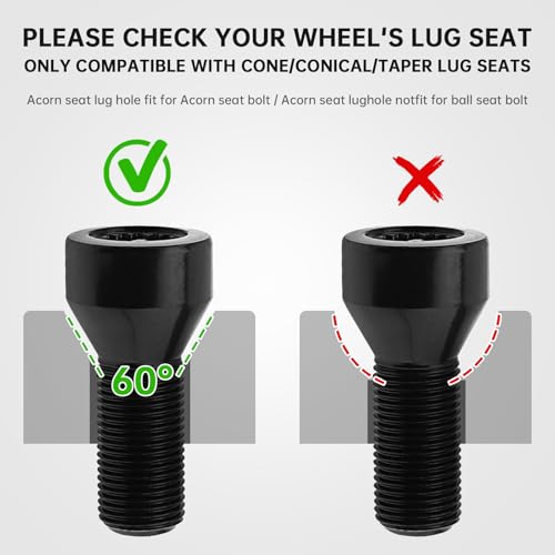 Image of 5pcs 36136786191 M14x1.25mm Wheel Lock Set Lug Nuts Bolt Fit for BMW Mini, I3 I8 M2 M4 F80 X2 X4 X6 with Master Key, Black Anti-Theft Wheel Stud Bolt Locks