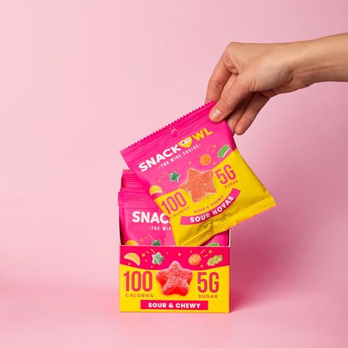 Snack Owl Vegan Sour Gummy Candy – Gluten Free, Low Calorie Candy - Guilt Free & Delicious Healthy Gummy Snacks (Sour Novas)
