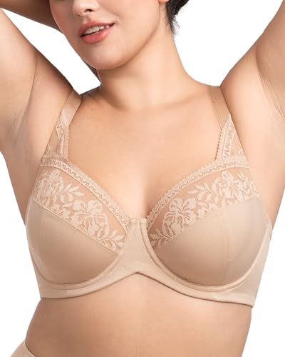 Image of HSIA Minimizer Bras for Women Large Bust Full Coverage Lace Plus Size Bra - Mermaid Scales
