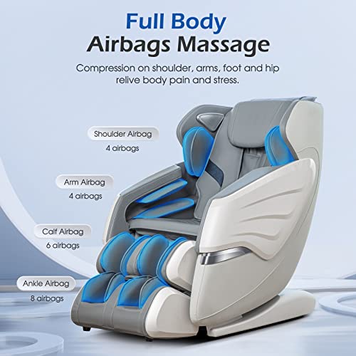Bosscare Massage Chair Sl Track Massage Chair Recliner, Zero Gravity Full Body Airbag Massage Chair With Body Scan Bluetooth Heat Ai Control Foot Roller Handrail Shortcut Key, R8686 Gary #TOP3