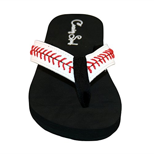 Cocomo Soul Baseball Leather Flip Flops Baseball Mom Flip Flops Baseball Sandals Baseball Flip Flops for Women2