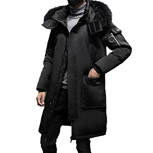Manteau homme duvet de canard blanc chaud et long veste noire épaisse à capuch