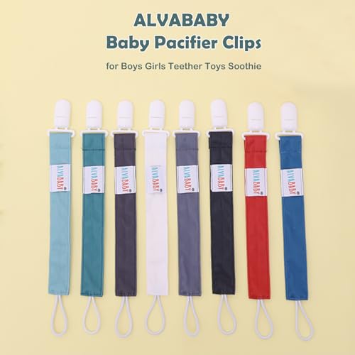 Image of ALVABABY Pacifier Clips 8 Pack Paci Clip Holder Leashes Binky Fits Binkie Styles Teethers