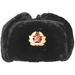 Cargador Frontal Ruso MFH Ruso Invierno Ruso Gorra Negro con Placa tamaño L