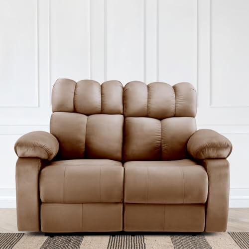 Image of Little NAP Helios Soft Suede Fabric Two Manual Standard Recliner | Padded 2 Seater Aaram Sofa | Relaxing Chair for Home Office Living Bed Room | Brown