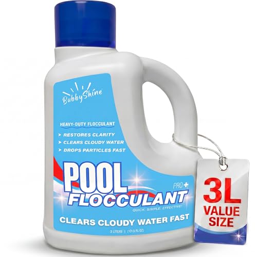 BubbyShine Pool Flocculant Flocculant for Pool Pool Flock Drop Out Treatment for Cloudy Water Particle Settling Support Pool Clarifier for Inground & Above Ground Pools 3L