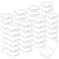 BENECREAT 100Pcs Clear Small Plastic Storage Containers, 4x3.5x1.85cm Mini Transparent Storage Box with Hinged Lid Clear Earplugs Storage Box for Beads, Ear Nuts, Earring, Rings