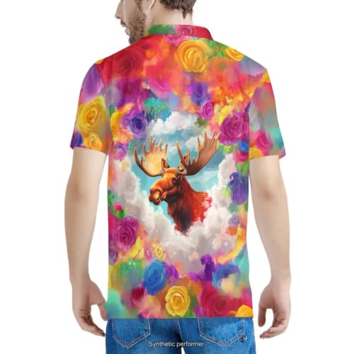Polo Casual Atlético para Hombre, Manga Corta, Estampado Divertido de Animales miniatura 4