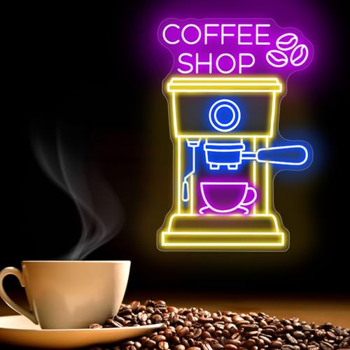 Image of Coffee Shop Neon Sign Coffee Maker LED Light Neon Sign for House Neon Light Restaurant Logo Sign Cafe Bar LED Sign For bar Business Club Party Home Bar Decoration 21 inch x 14 inch