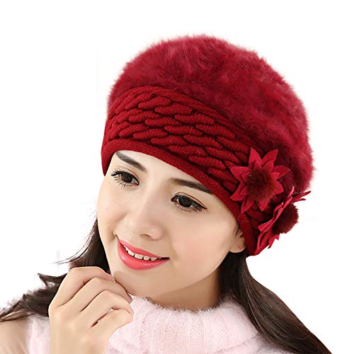 Casual Beanie Hat Women Men BCDshop Braided Baggy Warm Winter Knitted Hat Cap(Wine)